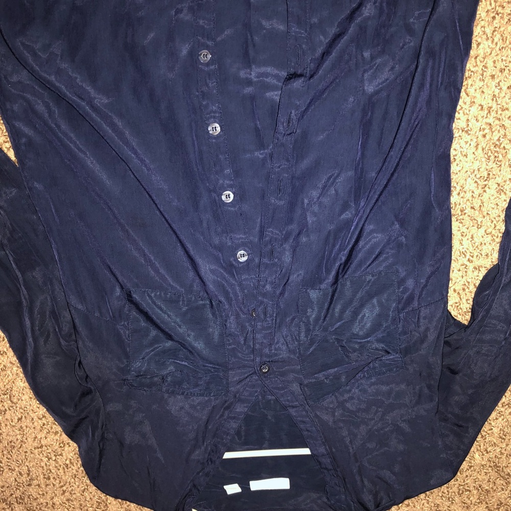 Silky dark blue button up